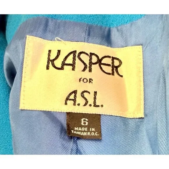 Kasper Vintage Long Blazer Sz. 6 Lined 2-Button Front Wool Career - Picture 12 of 13